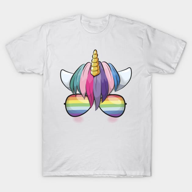 Cute Unicorn with Glasses T-Shirt by Reginast777